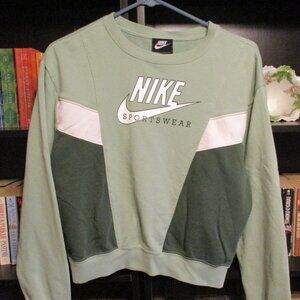 Women's Shades of Green &White XS Nike Long Sleeved Sportswear Sweat Shirt